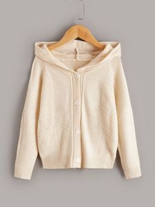 Bambino ragazzi bottone anteriore con cappuccio cardigan lei