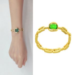 Pulseira de aço inoxidável de luxo Big Green Green Diamond Bangles charme Cristal Stone Wide Hand Designer personalizado Africano Jóias Dubai