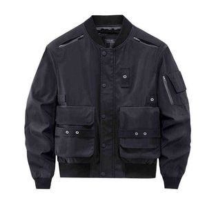 Mcikkny Men Fashion Militar Techwear Black Bomber Jackets Multi Pockets Streetwear