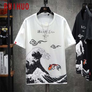 Ruihuo Japonya Tarzı Erkekler Tişört Moda Sokak Giyim Black Hip Hop T Shirt Erkekler Tshirt Japon Giyim Adamı M-5XL 220513