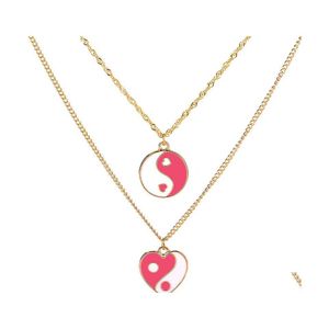 Collane con ciondolo Mtilayer Vintage Gossip Collana con cuore Tai Chi Semplice Yin Yang per le donne Ragazze Gioielli di moda Drop Delivery Pendan Dh5Bb