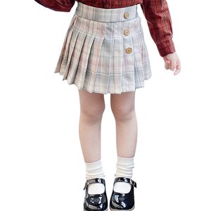 Summer Baby Girl Clothes Plaid Pattern Cotton Mini Unicorn Denim Color Lolita School Cute Skirts for Kids 2-7 Years 210412