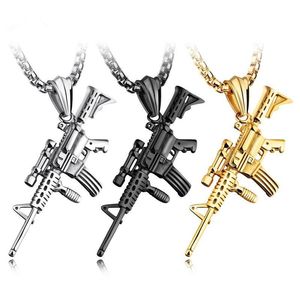 Подвесные ожерелья шарм пистолет Uzi в форме пистолета панк -армейский стиль мужской цепной ожерелье для мужчин Corrente Masculina Jewelry Gutderry Diredsendend
