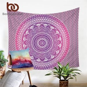 BeddingOutlet Pink Mandala Flower Tapestry Bohemia Girls Wall Hanging Lotus Printed Wall Carpet Decorative Tapestry for Home T200601