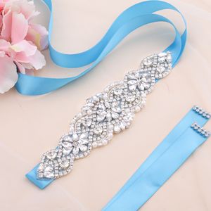 Bomboniere del matrimonio Cinture di cristallo d'argento di lusso Rhinestone Applique Cinture femminili per accessori nuziali