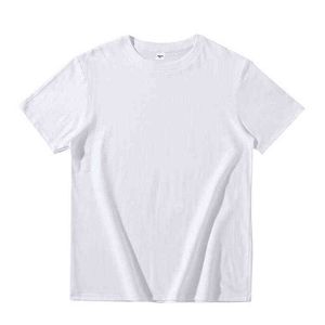 Summer Solid Colors Men's O-Neck T-Shirts 100% Bomullsmonterad kortärmad grundläggande toppar TES G220512