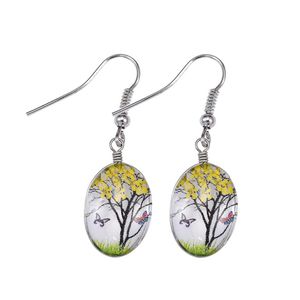 Dangle Chandelier Dried Flower Glass Earring For Women Fashion Mticolor Ball Oval Love Drop Trendy Delivery Jewelry Earrings Dhuif
