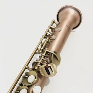 Sassofono soprano dritto professionale drop B strumento a fiato dritto modello S-901 con riproduzione in bronzo fosforoso retrò con accessori