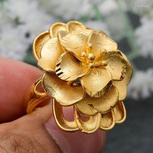 Cluster Rings Wando Ethiopian Pinecone Scrub Wedding Per le donne Anello color oro Eritrea Africa Fashion Middle East Jewelry Edwi22