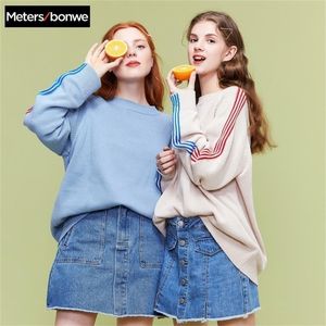 Metersbonwe Sweter Kobiety Kobiety Pullover o Neck Autumn Podstawowe kobiety Swetery luźne dzikie swetry 633373 201203