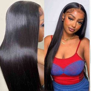 Straight Lace Front Wig Human Hair Pre Plucked And Bleached Knots Brazilian s 13x4 Frontal Glueless 220608