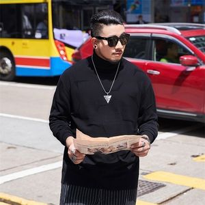 GXXH Spring and Autumn Plus Size 2xl5XL 6xl 7xl 8XL big men's wear trendy sweater loose Turtleneck plus thin knitted Sweaters 201125
