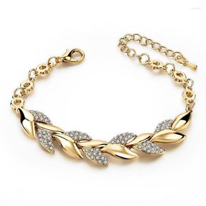 Link Chain 1pcs Leaf Alloy Full of Diamonds for Women Unisex Wrist Jewelry Gifts Armband Gold Armband 2022 Fawn22