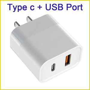 Carregadores de parede Tipo C Porta dupla USB 2.1A Saída para iPhone 13 Pro Max 12 11 Adaptador de energia Poly Bag Packaging