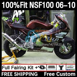 Glasfaser-Spritzgusskörper für Honda NSF-100 NSF 100 Karosserie 10DH.148 NSF100 06 07 08 09 10 NS-F100 2006 2007 2008 2009 2010 Glasfaser-Rennverkleidung, metallic-rot