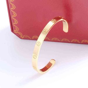 2022Classic Bargles Gold Silver Nail Bracelet Titanium Steel Cuff Bangle Nlay Diamond Bracelets Women