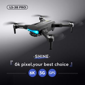 F6 Drone Profissional 6K HD Câmera 5G Simuladores de drone WiFi FPV GPS GPS Longa Distância Quadcopter 1000m Fotografia Aerial RC Helicóptero LS-38