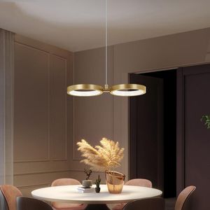 Pendant Lamps All Copper Bedside Chandelier Double Ring Designer Cafe Bedroom Nordic Creative Personality Restaurant Bar Small ChandelierPen