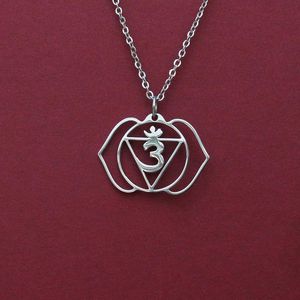 Colares pendentes 1pcs 6º colar de aço inoxidável Chakra Terceiro olho Ajna significa habilidades psíquicas e imaginação