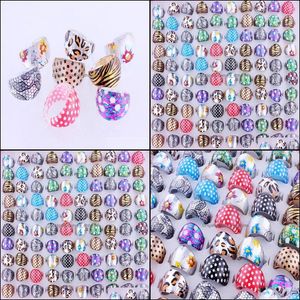 Band Rings Jewelry Wholesale Lot 20Pcs Sexy Colorf Leopard Print Design Lovely Children Ring Resin Lucite Fashion Jewelr Dhfqj