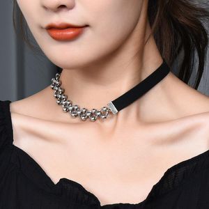 Hänghalsband Hip Hop Punk Black Choker Chain Sweet Cool Titanium Suede Necklace For Sexig Spice Girl Women Neck Accessories Svenemang