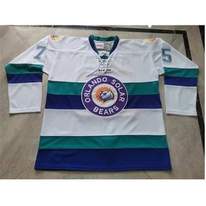 Nc74 Custom Hockey Jersey Men Youth Women Vintage Orlando Solar Bears White 75 Ryan Reaves High School Size S-6XL or any name and number jersey