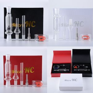 Micro NC 14 mm Nector Collector Mini Small Nector Collectors Kit mit Titanium Nail Glass Tip Dabber Reclaim Straw Box