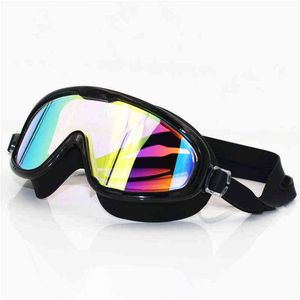 Big frame Professional Swimming Waterproof soft silicone glasses swim Eyewear Anti-Fog UV men women goggles for men women Y220428