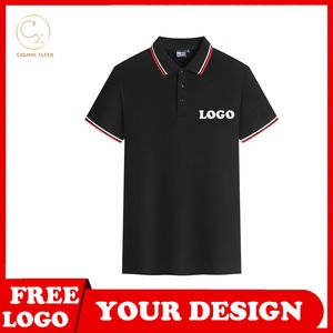 Koszula golfowa Polo Top 10 kolorów Niestandardowy pieprz z krótkim rękawem dla mężczyzn czesany bawełniany klapa drukarnia DIY Tekst marki 220713