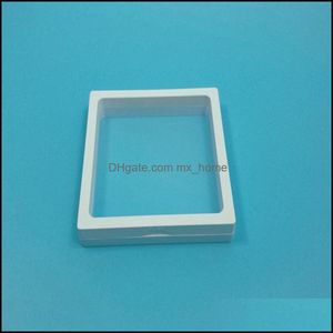 108*108*18mm Clear Pet Membrane Box Stand Holder Floating Display Case Earring GEMS Ring Smyckesupphängning Förpackning Drop Leverans 2021 Pac