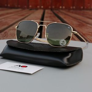 Óculos de sol AO Pilot Men Vintage Retro Aviation Óculos de sol American Optical Eyewear Original Box Case Gafas De Sol Hombre