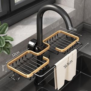 Hooks Rails Kitchen Space Aluminium Sink Drain Rack Sponge Storage Faucet Holder Soap Drainer Shelf Basket Organizer Badrum Tillbehör