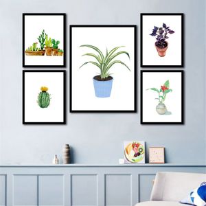 Nordic Poster und Drucke Wand Kunst Leinwand abstrakte Blumentopf Malerei Wand Bilder für Wohnzimmer Dekor ungerahmt