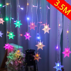 Stringhe LED Festoon Light 3.5M Fiocco di neve Pendent Street Garland Decorazioni natalizie per la casa 2022 Natale Fairy Lights Navidad YearLED