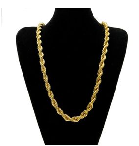 Kedjor halsband hängsmycken smycken 10mm tjock 76 cm långt rep vriden kedja 24k guldpläterad hiphop tung halsband för män droppleverans 20