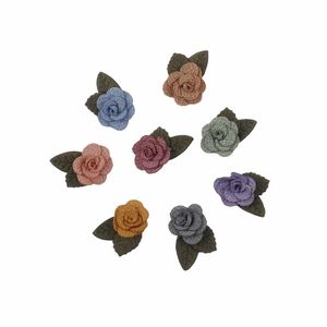 Decorative Flowers & Wreaths Pcs Fabric Small With Leaves Roses Green Florets Handmade DIY Clothing AccessoriesDecorative