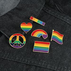 Elegante Regenbogenbrücke-Liebes-Herz-Brosche mit Emaille-Flagge, passend für Rucksack-Kragen-Kleidung, für Damen und Herren, schwul, lesbisch, stolz, Anstecknadeln, Abzeichen, Modeschmuck