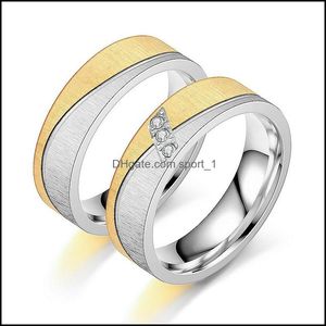 Wholesale vintage men wedding band resale online - Band Rings Jewelry Gold Sier Color Cubic Zirconia Couple Bands Matte Mm Stainless Steel Engagement Wedding Women Mens Ring Vintage Drop Del