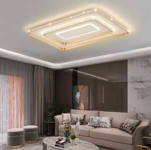 Light Luxury LED Living Room Ceiling Lamp Modern Crystal Indoor Chandelier Rectangular Round Bedroom Apartment Decorative Lamps