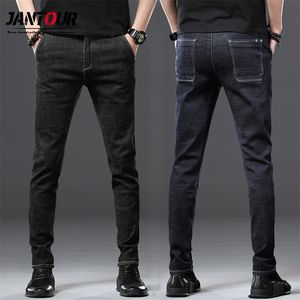 Jantour Brand Przyjazdy dżinsy mężczyźni Jakość swobodne męskie spodnie dżinsowe proste Slim Fit Dark Blue Men's Spoders Yong Man 201128