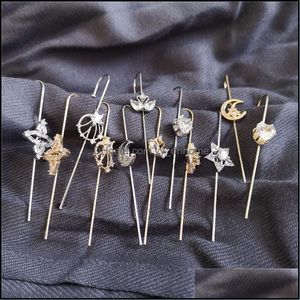 Other Earrings Jewelry Cubic Zirconia Rhinestone Ear Cuffs Cler Hoop Charm For Women Piercing Earring Wedding Acce Dhe3L