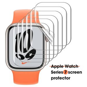 Шкафы на экране Protector для Apple Watch Series 7 41 мм 45 мм, TPU HD прозрачный, анти-царапин, без пузыря, смотровые аксессуары