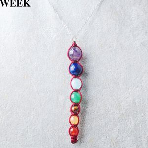 Multicolor Lava 7 Chakra Healing Balance Perline Collane Set Collana da donna Pendenti Orecchini Reiki Gioielli spirituali Yoga E9194