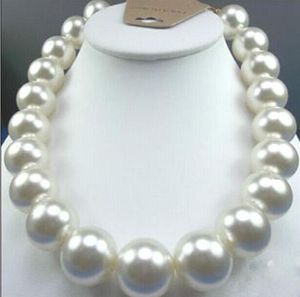 Łańcuchy ogromne urocze 18 cali 14-18 mm naturalne morze południowe oryginalny biały okrągły naszyjnik perłowy biżuteria 288AACHANS