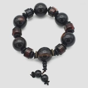 Beaded Strands Fashionabla Jokercir Cular 20mm Natural Black Noxy Stone Bead Armband 1st Bungee Cord Men and Women Trum22