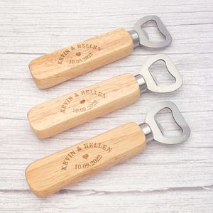 Personalized Engraved Wood Custom Bottle Party Souvenir Beer Opener Wedding Gifts 220707