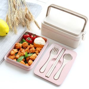 ONEUP Lunch Box Wheat Straw Eco-Friendly Food Container Eco-Friendly Portable Bento box for kids school picnic Microwavable 201015