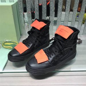 Designer Luxury Off Casual Shoes 17Aw C/o Leather Black Orange Court 3.0 Hi Top sneakers With Original Box Best Quality