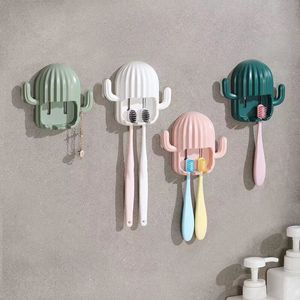 Cactus Toothbrush Holder Bathroom Toothbrushing Cup Bathrooms Mouthwash Cup Set Wall-mounted Toothpaste Toothbrushs Rack