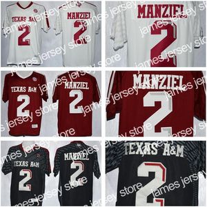 新しい NCAA テキサス AM アギーズ 2 ジョニー Manziel ジャージ男性子供男性青少年赤黒白男性カレッジフットボールステッチ良い